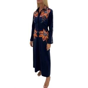NEW ANNA CATE holton long sleeve midi dress in navy leaf